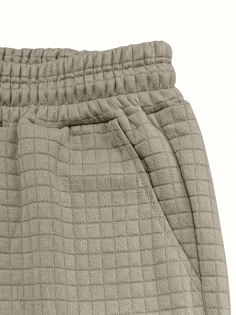 2pcs Men's summer sports set - Waffle Fitness T-shirt and shorts.