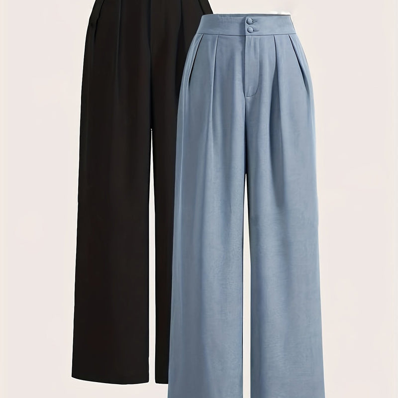 High-Waisted Wide-Leg Pants Two-Piece Set for Women.