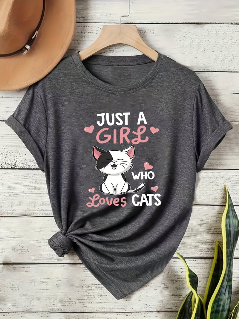 Women's Casual Cat Lover Graphic Tee.