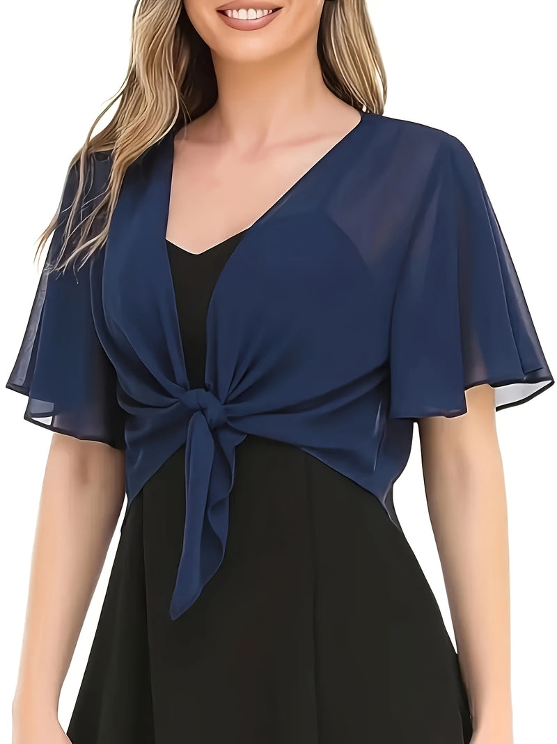 Women's Solid Color Short Sleeve Shirt Cardigan.