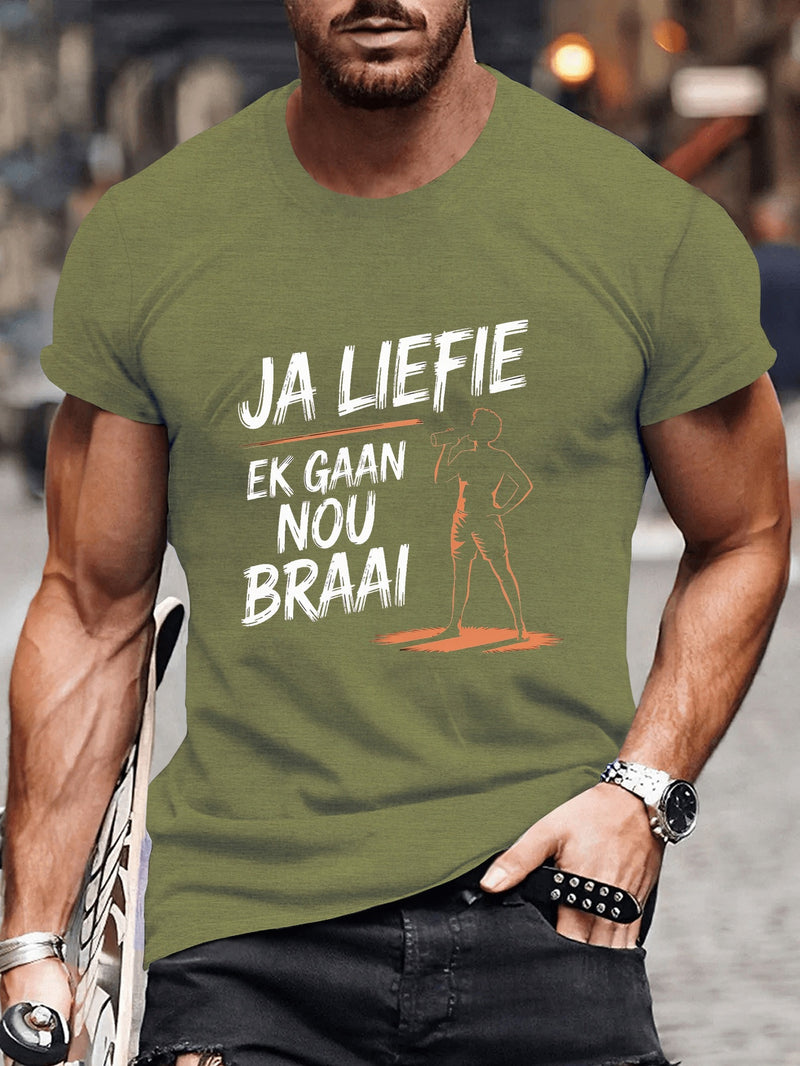 Men's Round Crew Neck Short Sleeve Tee, casual T-Shirt.