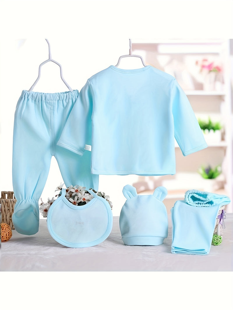 Newborn Baby Clothes Five-Piece Set, Spring/Summer All-Season Outfit.