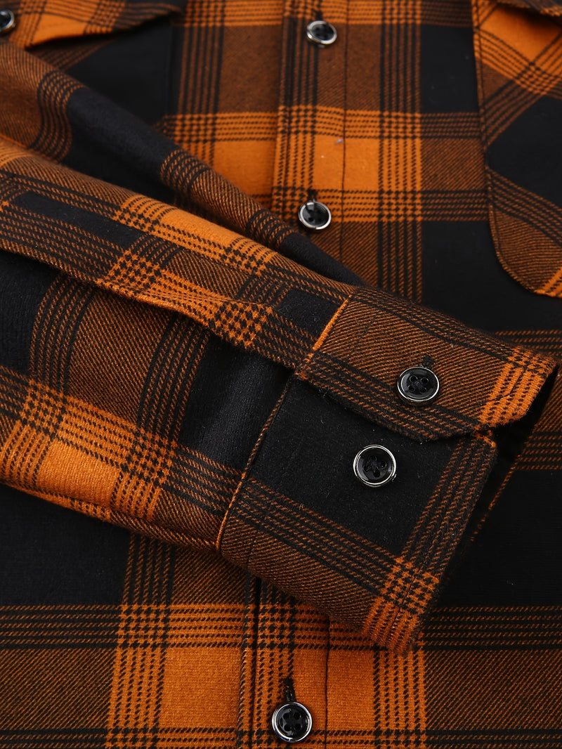 Men's Plush Flannel Shirt Jacket.