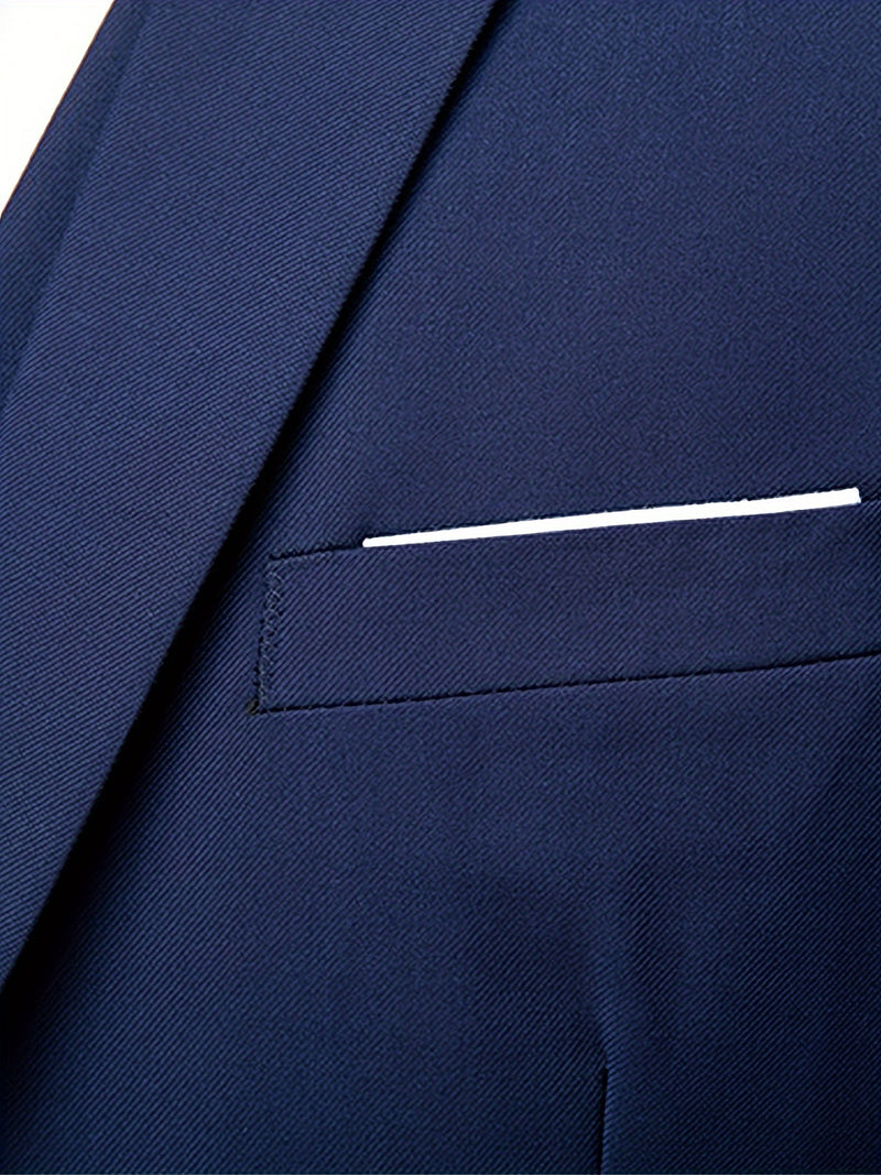 Men's 2pcs Suit Set: Jacket and Trousers, Single-Breasted with Two Buttons.