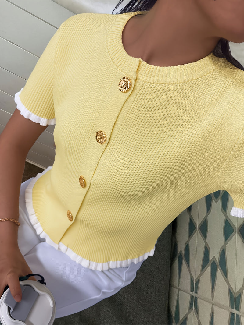 Women's Summer Button Ear Design Edge Design.