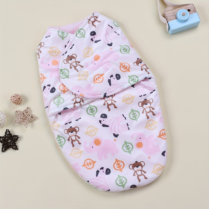A Single-Pack Baby Swaddle Blanket with Cartoon Prints.