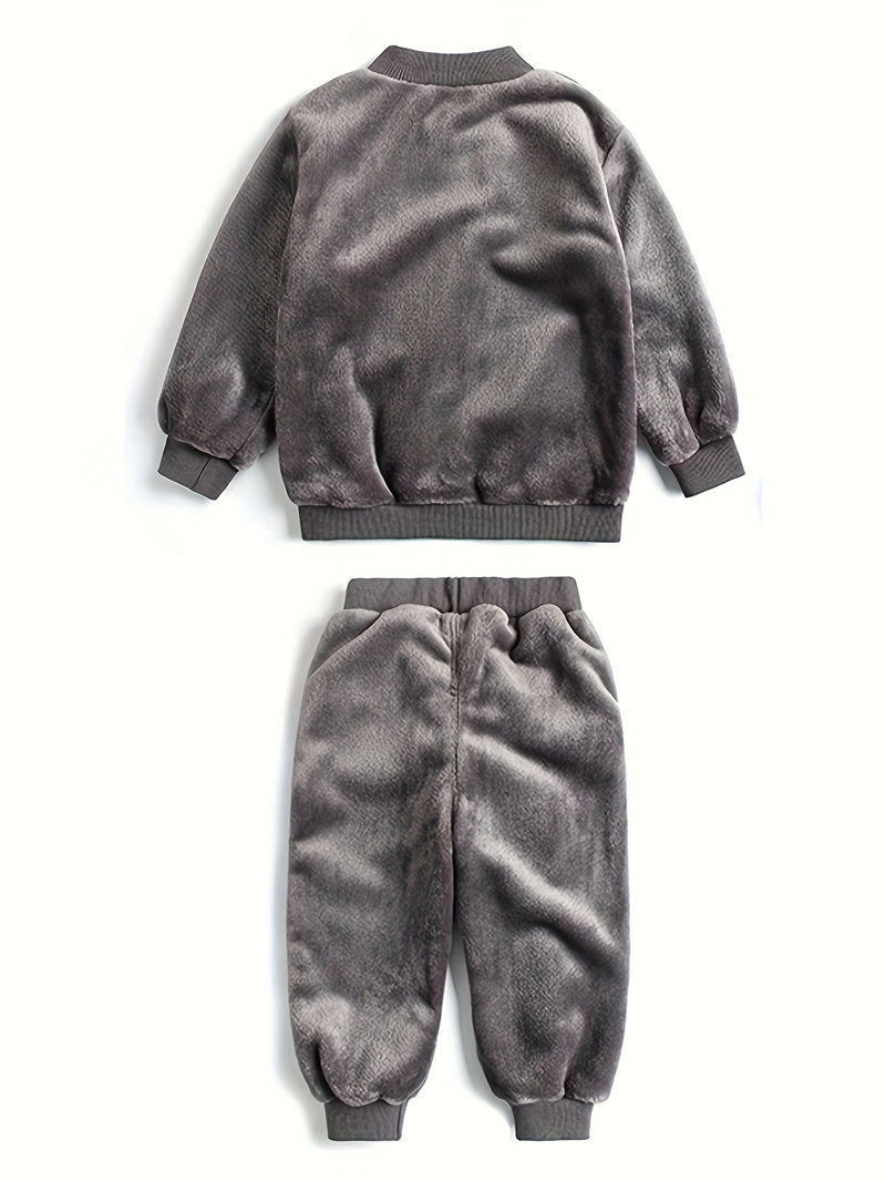 Coral Fleece Set with Fashionable Embroidery.