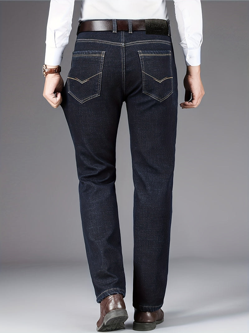 Jeans for Men's business straight stretch pants.