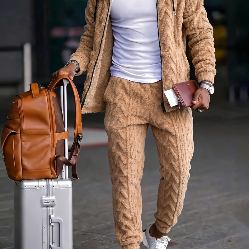 Men's Classic Sporty Casual Hooded Set, 2pcs Outfit with Long-Sleeve.