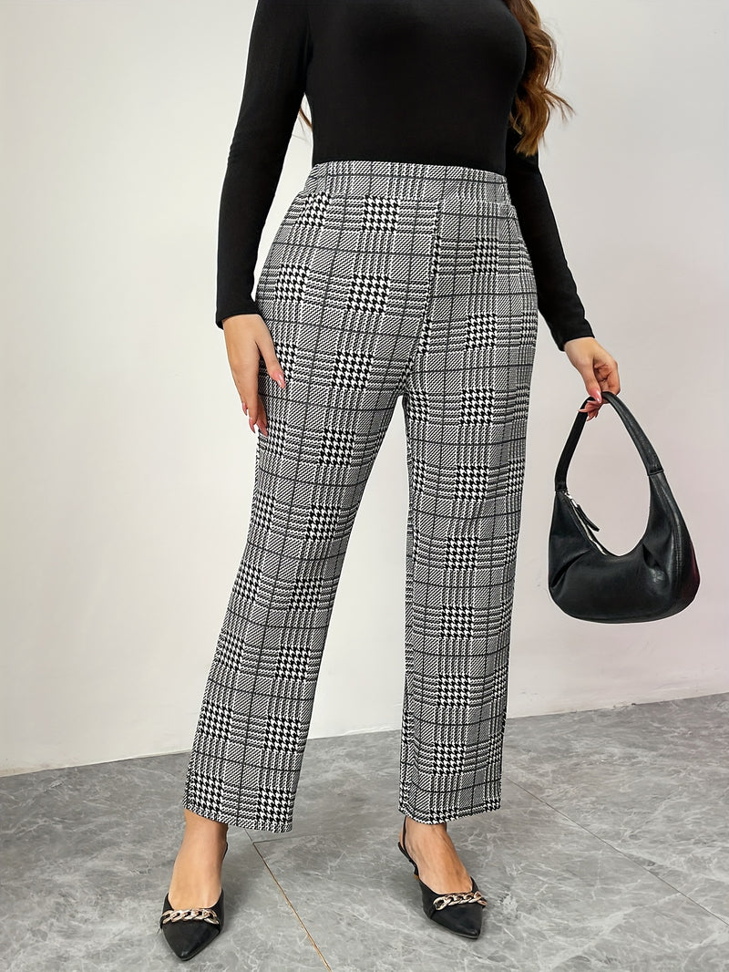 1pc Elegant Plus Size Women's Straight Leg Pants.