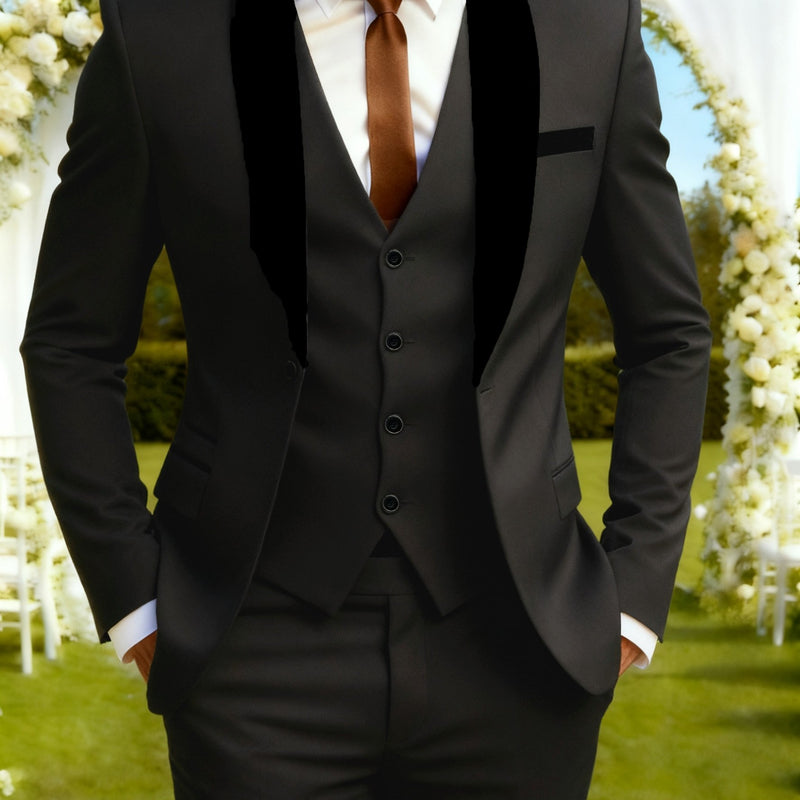 3pcs Men's Suit Set, All-Season Business Wedding Party, Suit Jacket,