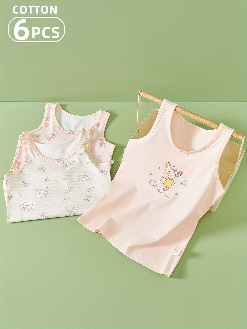 6-Pack Girls Tank Tops, Soft and Comfortable Fabric.