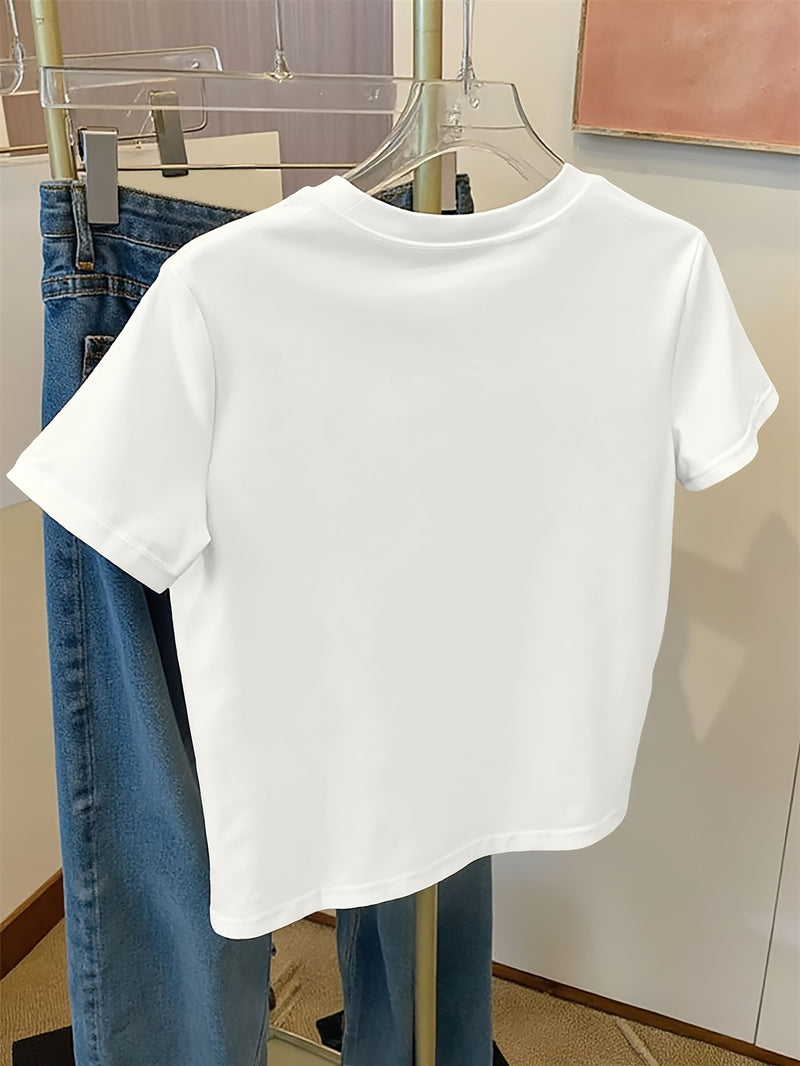 Women's Casual Home Printed Round Neck Pure Short Sleeve.