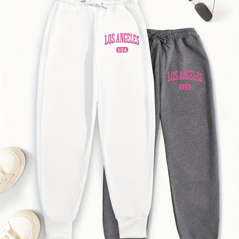 Women's Two-Piece Outfit Featuring Pants with a Letter Print.