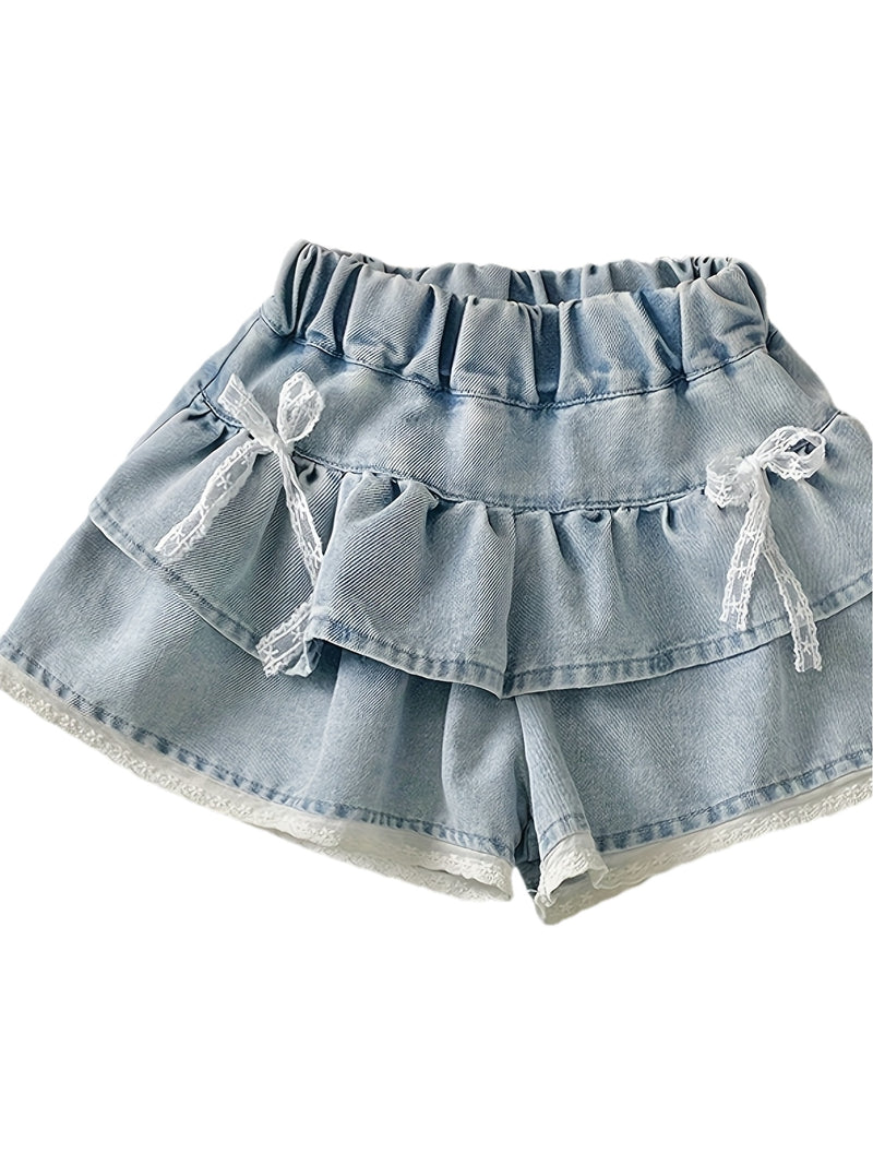 Girls' Cake Denim Shorts - Summer Lightweight Korean Style.