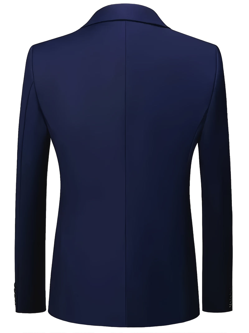Men'S Single-Breasted Double-Button Business Suit with Notch Lape.