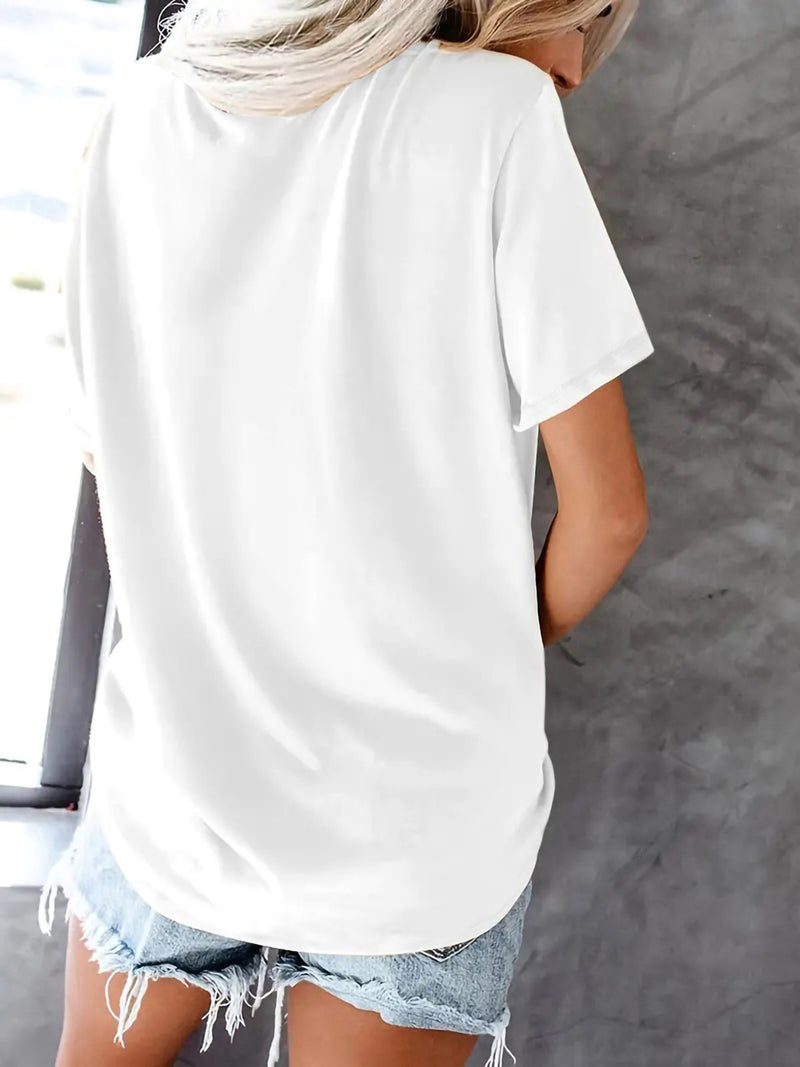 Women’s Graphic Print T-shirt, Short Sleeve Crew Neck Casual.