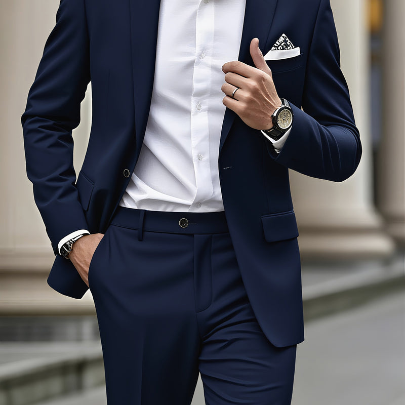 Men's 2pcs Suit Set, Blazer + Trousers, Stylish and Elegant Attire.