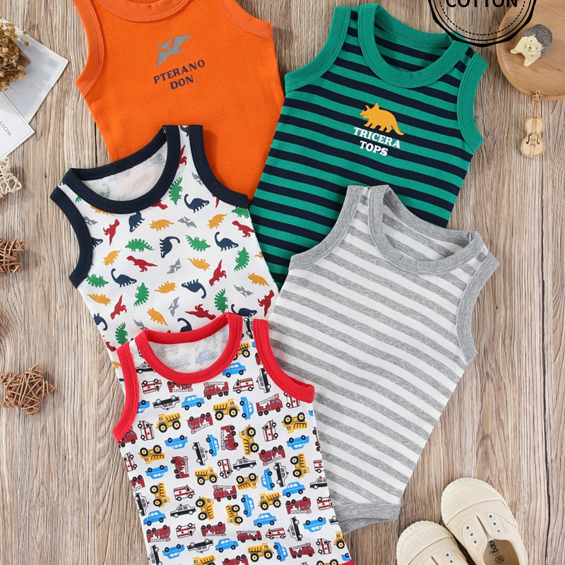 5pcs Pure Cotton Baby Boys' Romper Bodysuit.