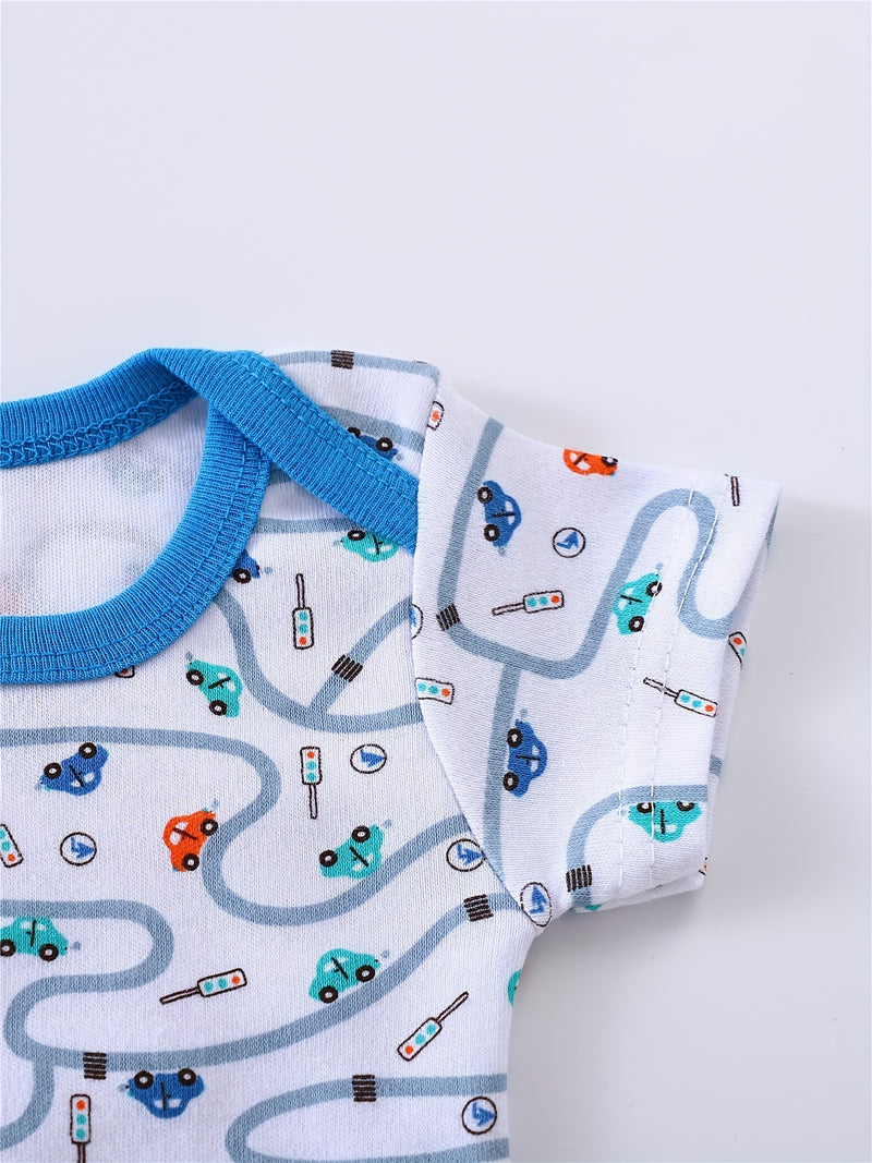 3pcs European and American Style Baby Short-Sleeve Bodysuit Romper Set.