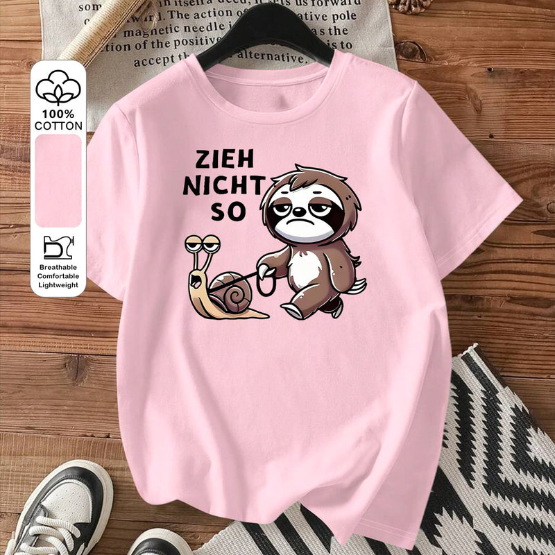 Women's Fashion Printed Round Neck Short Sleeve T-Shirt.