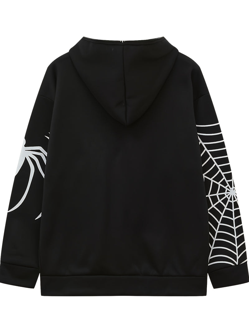 2026 Spring Spider Web Zipper Hoodie Women'S Casual Trendy.