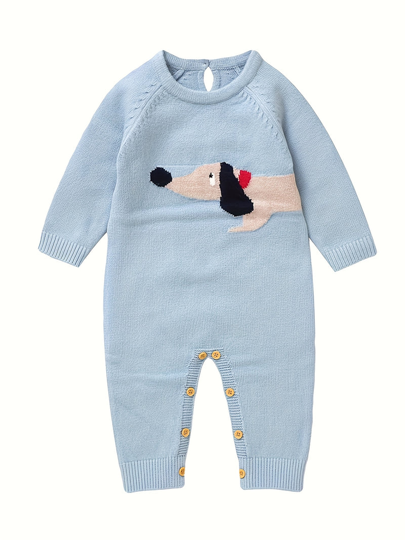 INS Boys Bodysuit with Cute Puppy Jacquard Pattern.