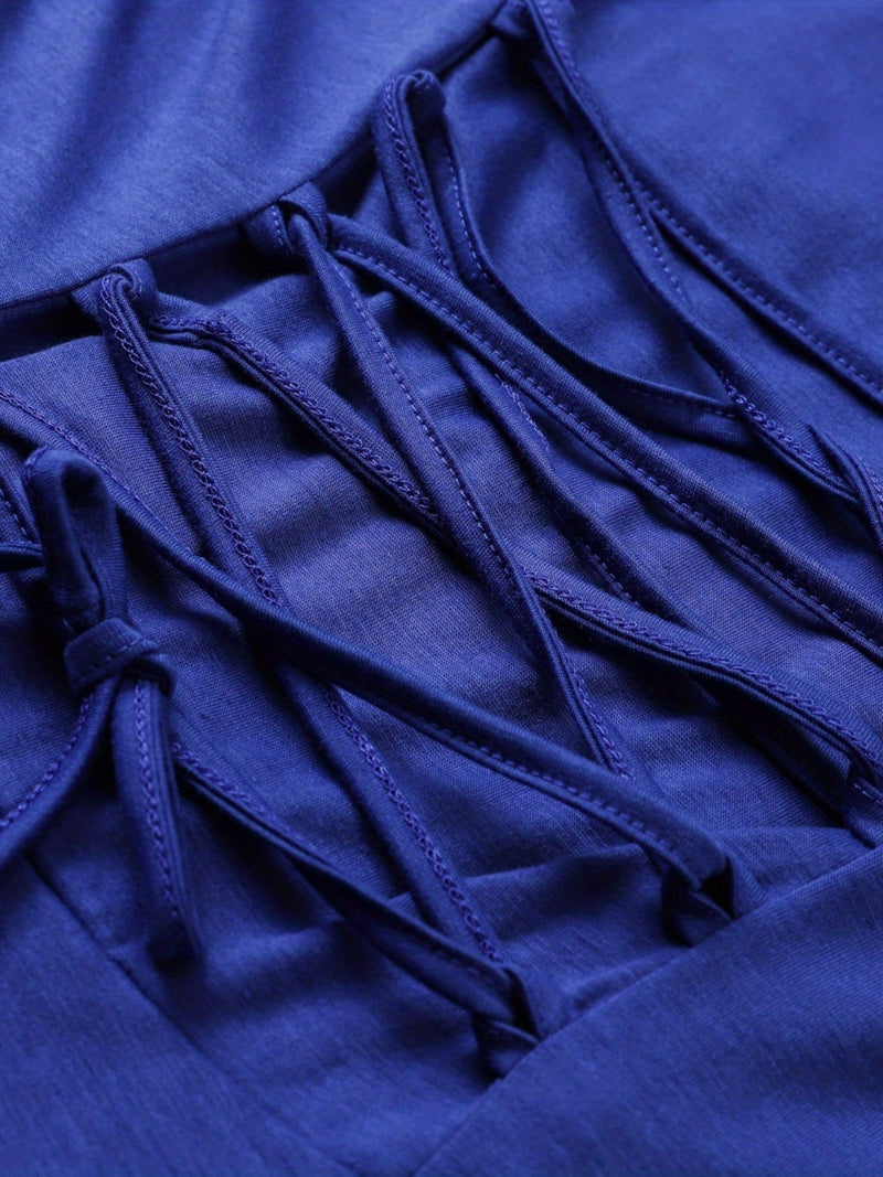 Women's Solid Color Tie-Up Asymmetrical Dress.