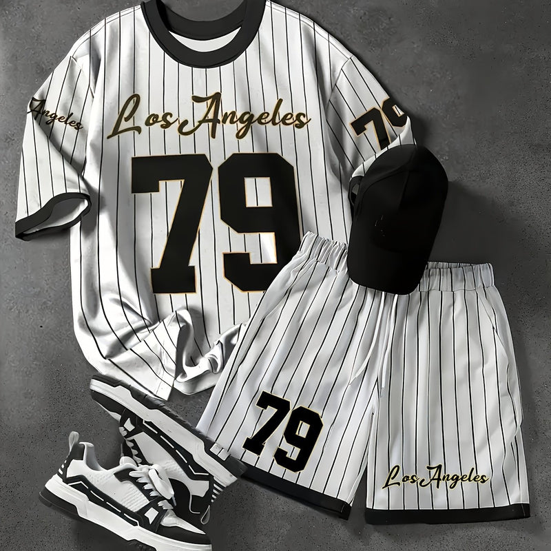 Men's Casual Short Sleeve T-Shirt and Shorts Set.