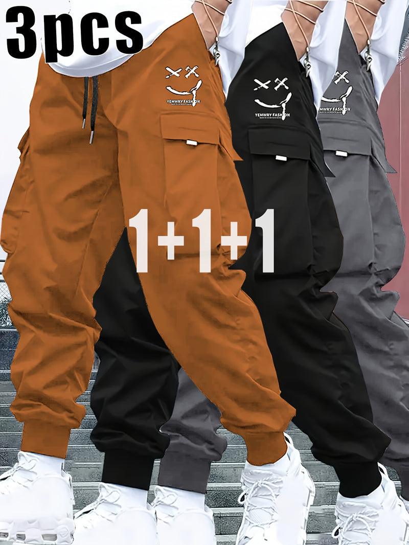 3pcs Men's Heavy-Duty Work Pants.