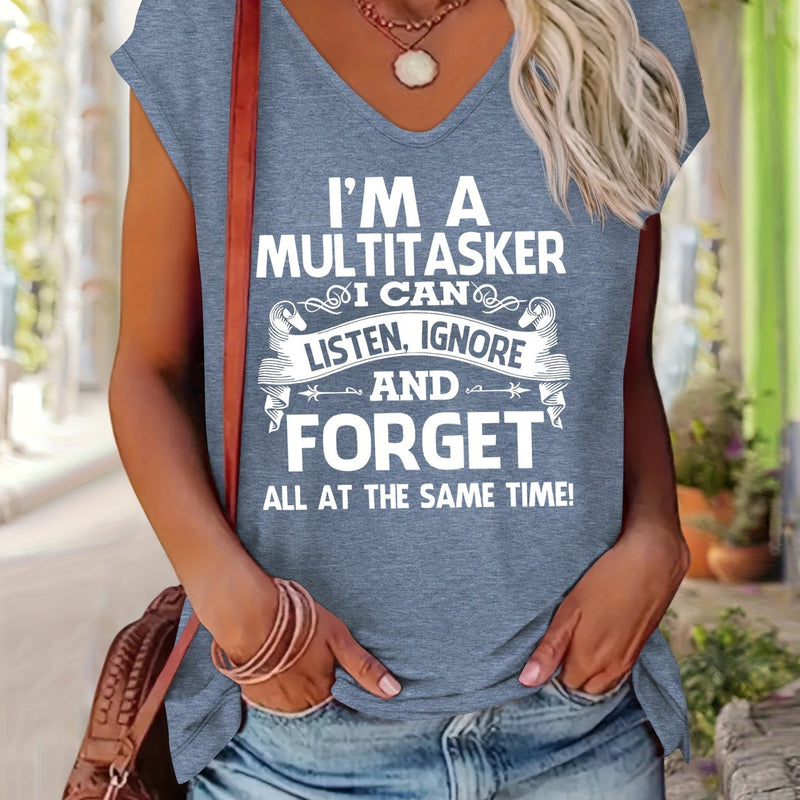 Women's Casual V-Neck Short Sleeve T-Shirt.