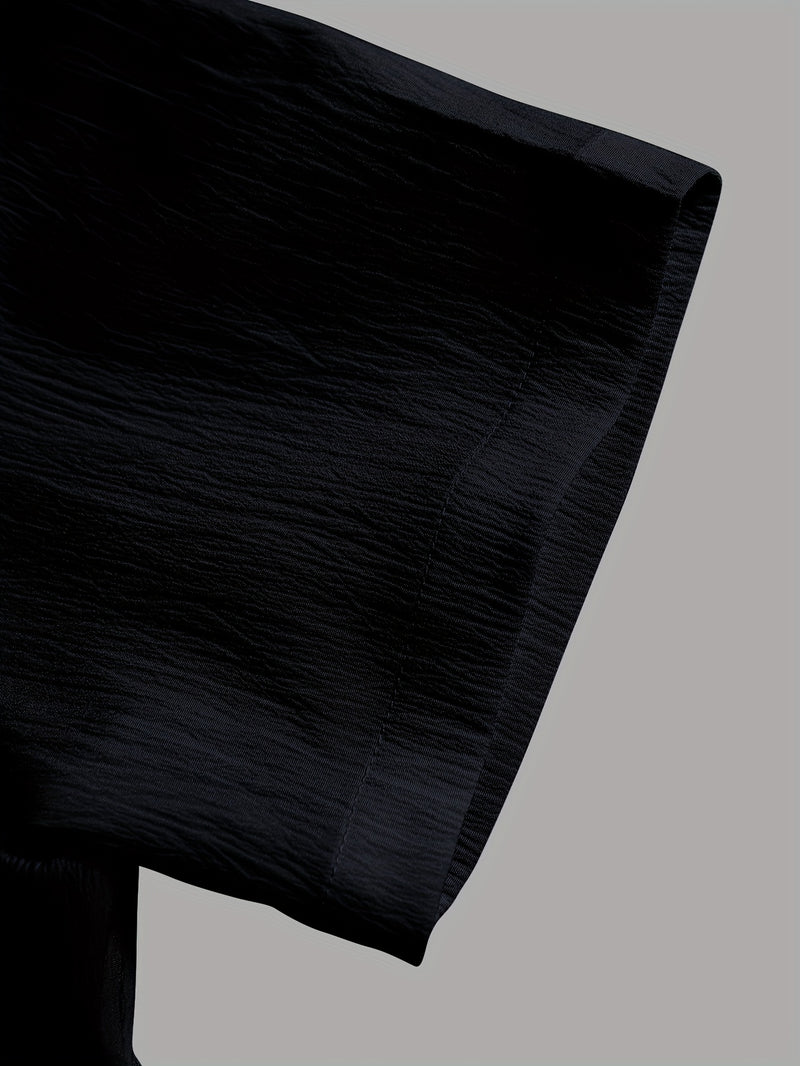 2pcs Men's Casual Short-sleeve Lapel Shirt and Trousers Set.