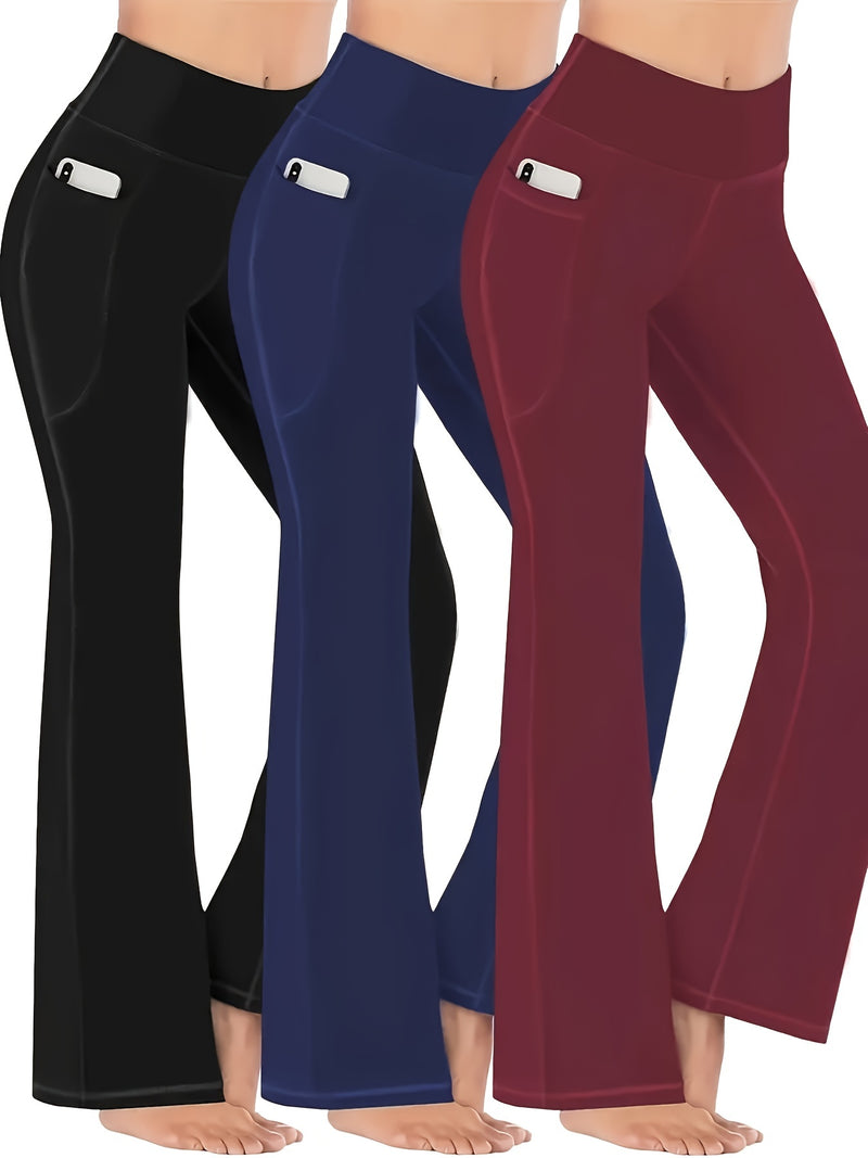 Set of 3 Casual Sports Flared Pants for Women.