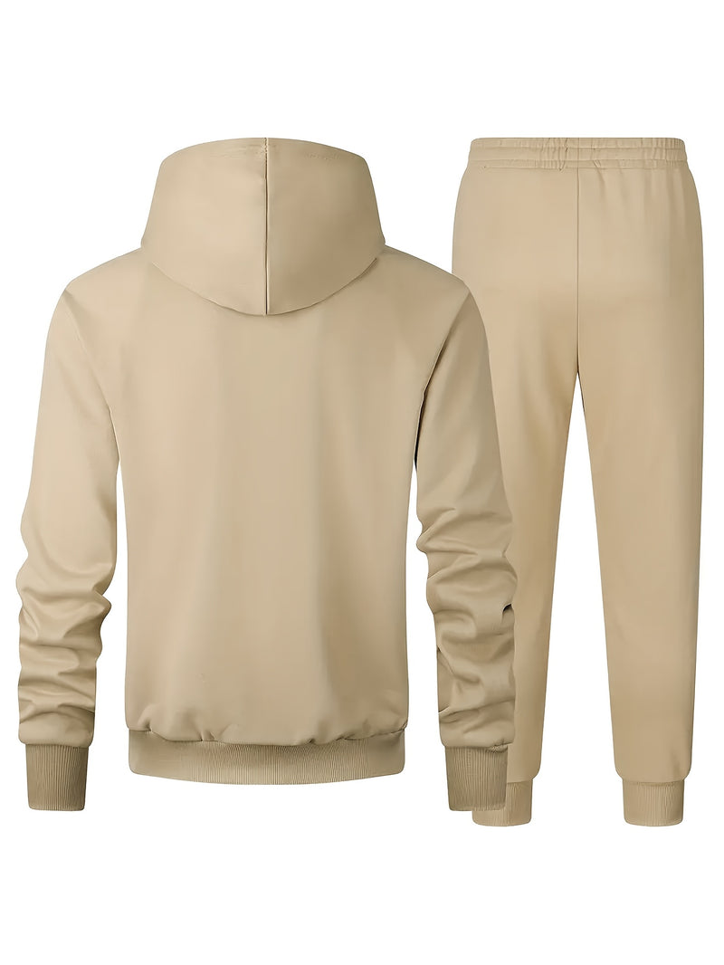 Hooded Zip-Up Jacket Set with NY Letter Prints on The Front And Back.