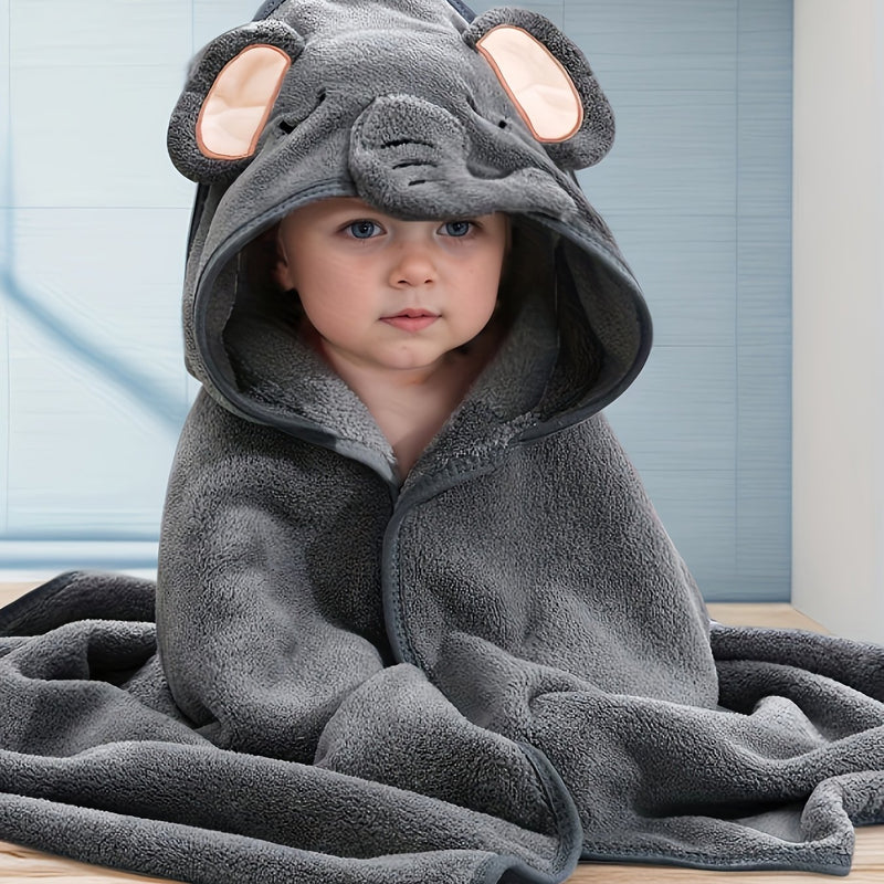 1-Pack Kids Hooded Bathrobe - Animal Cartoon Design.