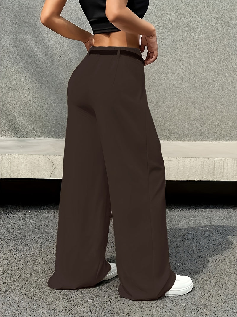 Women’s Elegant High-Waisted Wide-Leg Cinched Pants.