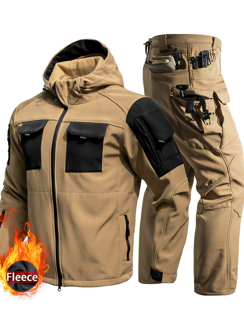 Autumn and Winter Men's  Fleece-Lined Two-Piece Set.