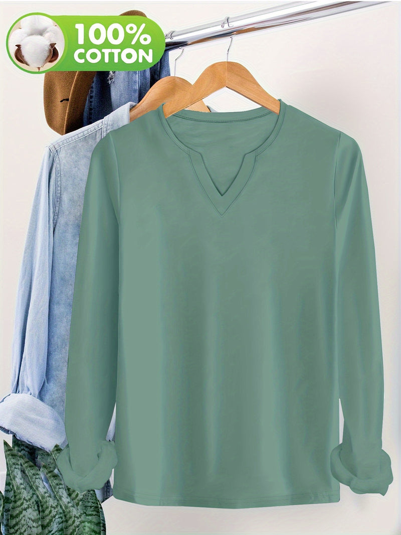 2pcs Autumn/Winter New V-Neck 100% Long Sleeve T-Shirts.