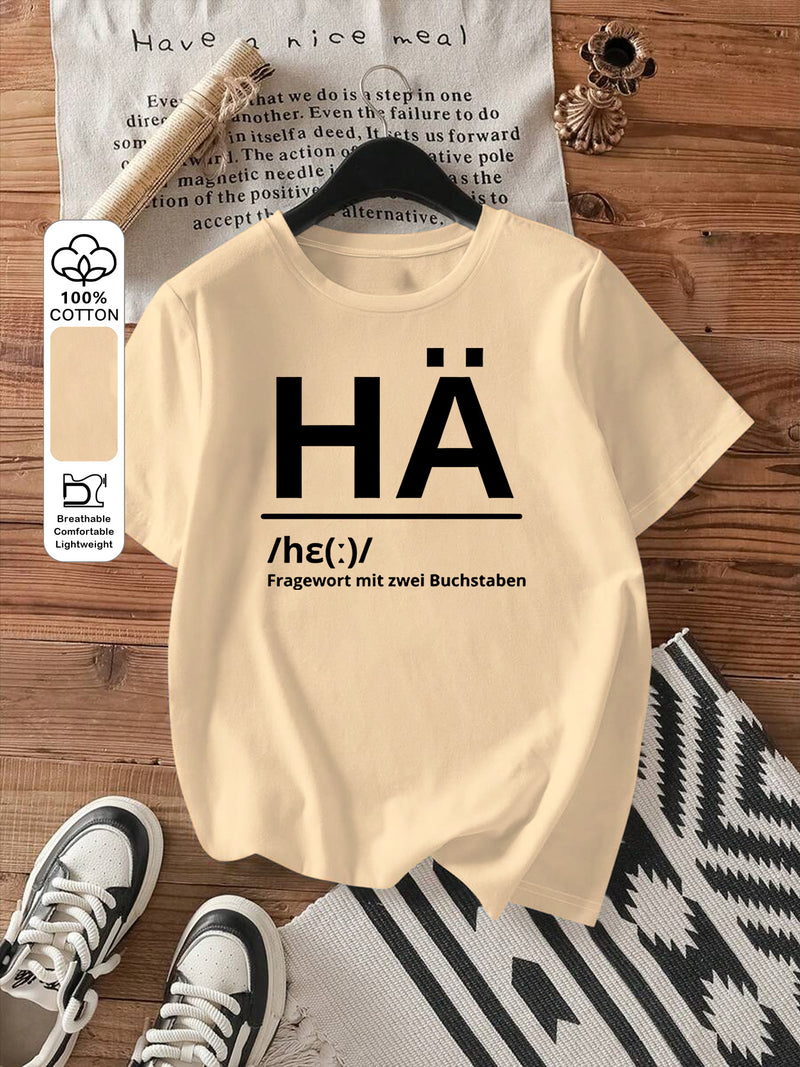 Women's Fashion Letter Print Round Neck Short Sleeve T-Shirt.