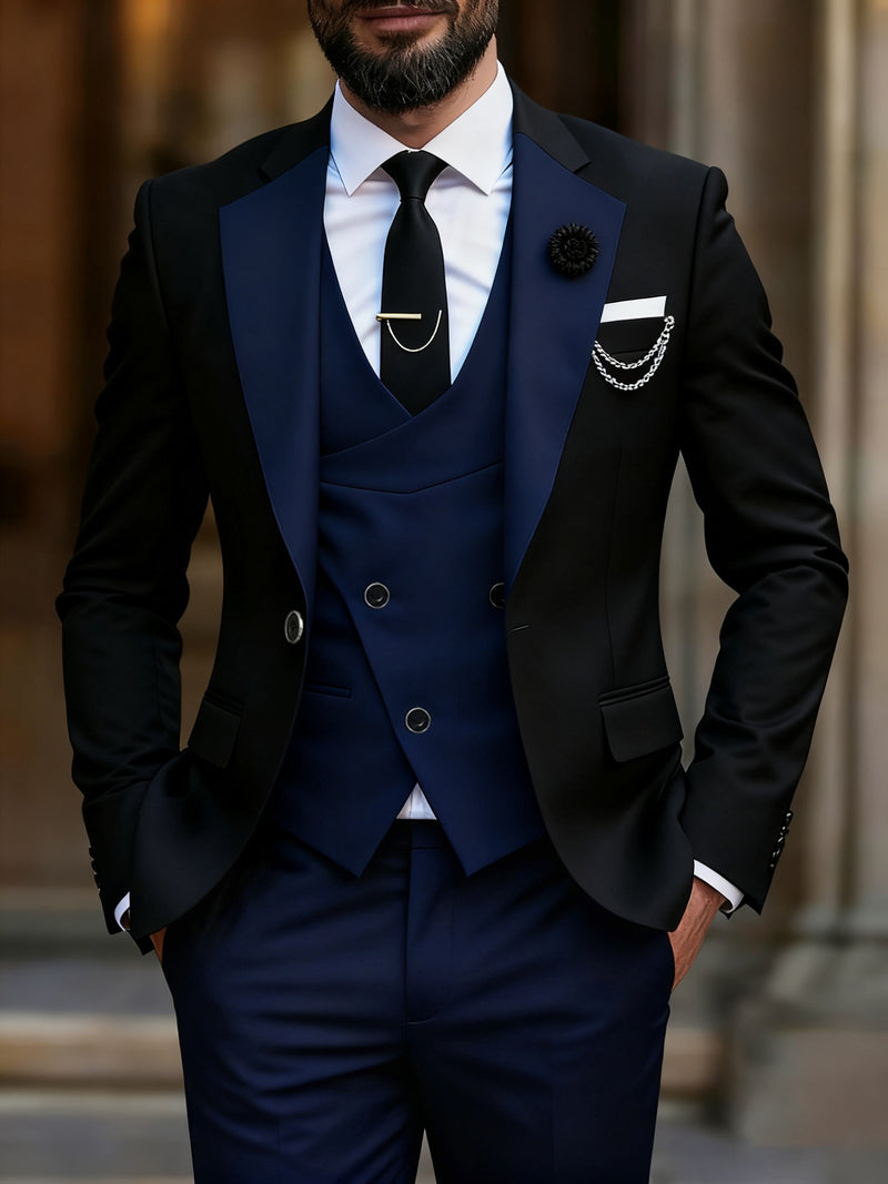 Men's 3pcs Suit Set: Jacket + Vest + Trousers.