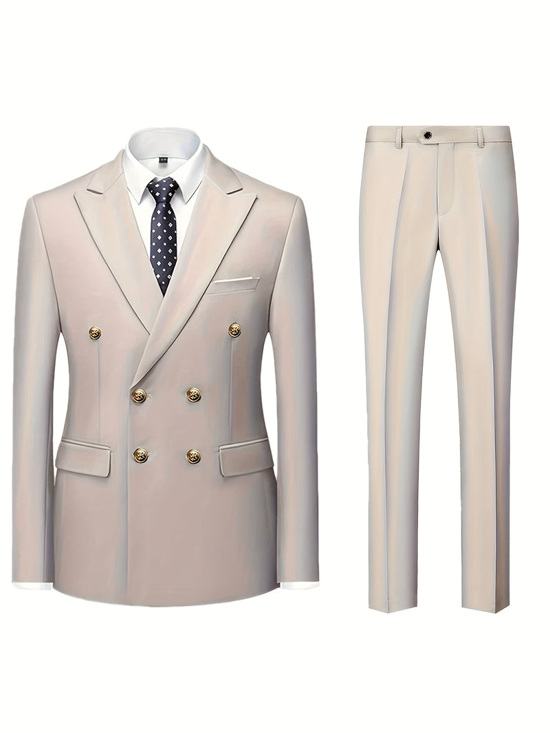 Men's 2pcs Wedding Suit Set - Slim Fit Business Suit Jacket.