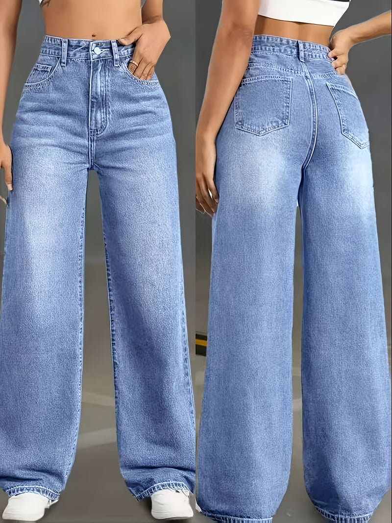Women's Straight-Leg Wide-Leg Denim Trousers.