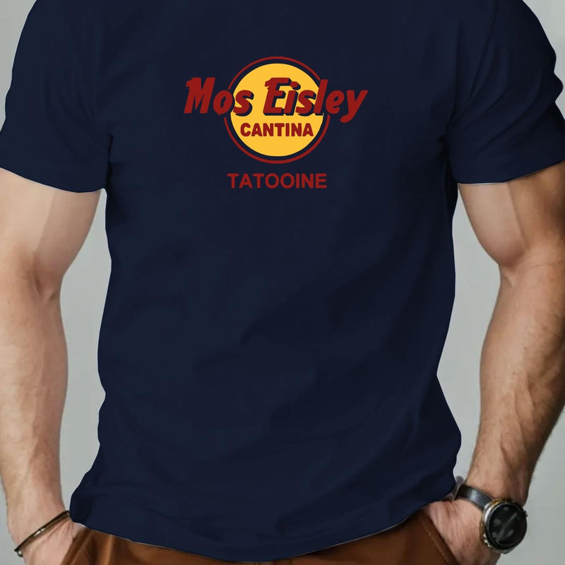 Men's Mos Eisley Cantina Logo Pattern Summer Casual Short-Sleeve T-Shirt.