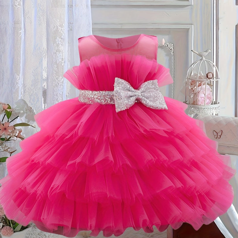 The Girl's Ethereal Puffy Dress, Perfect for a Baby's Birthday Party.