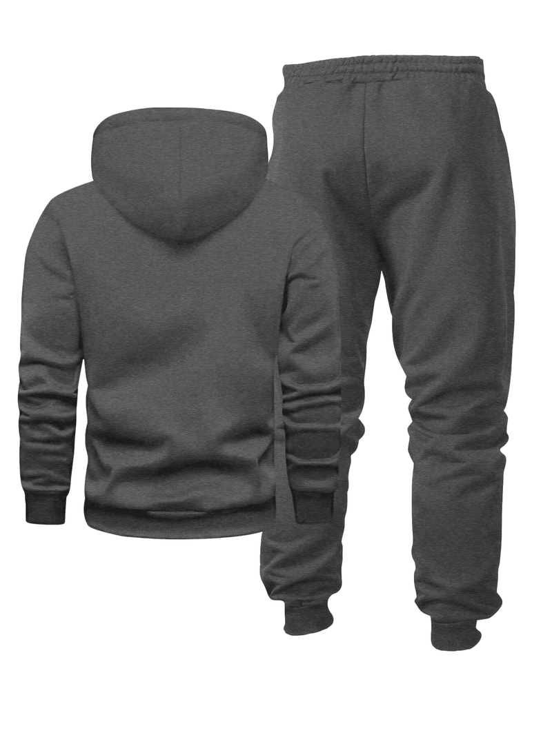 Men's Fashion Slogan Hoodie Four-Piece Set with Drawstring Elastic.