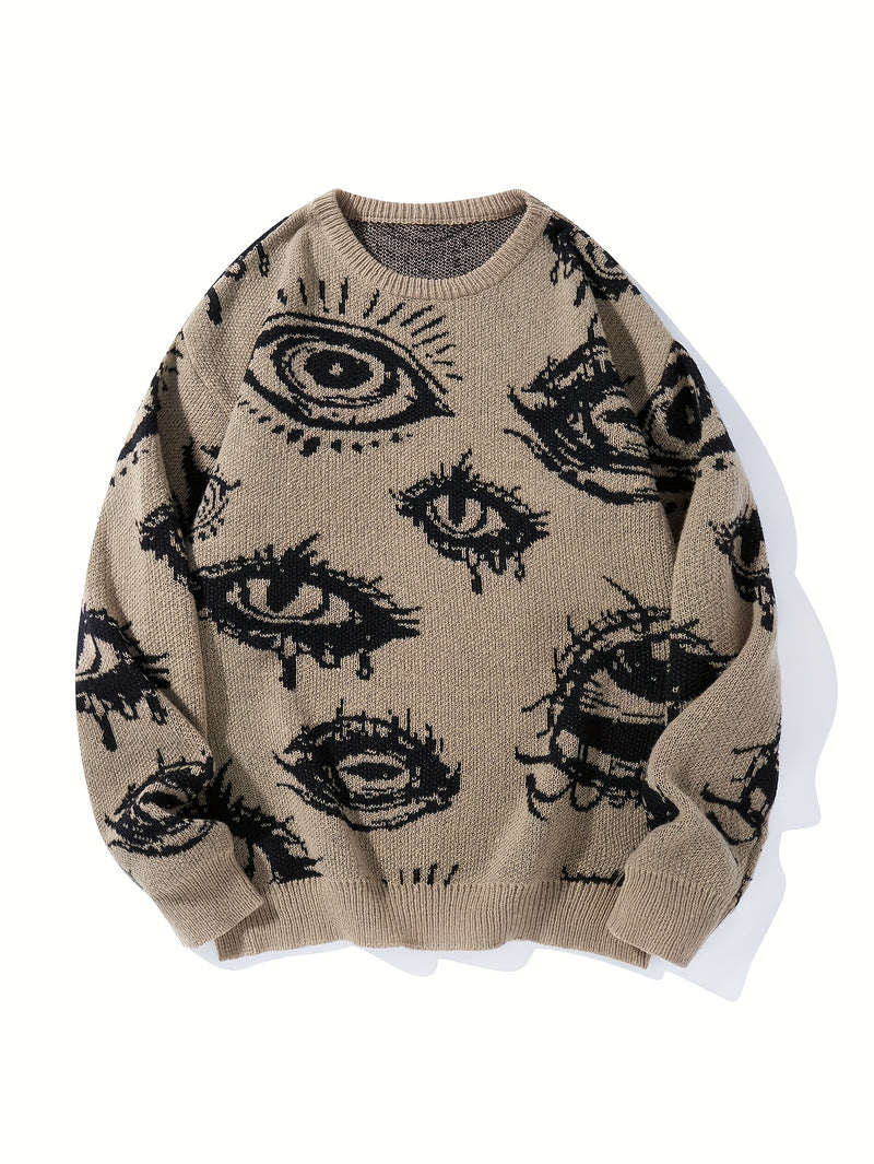 Men’s Round Neck Street Style Pullover with Contrasting Colors.
