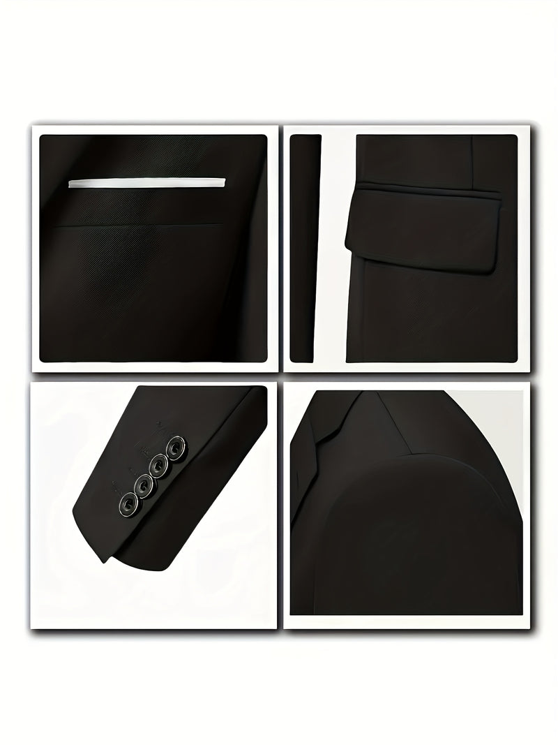 3pcs Men's Suit Set, All-Season Business Wedding Party, Suit Jacket,