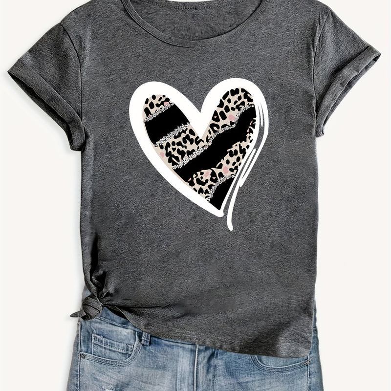 Women’s Casual Sports Loose Heart Graphic T-shirt.