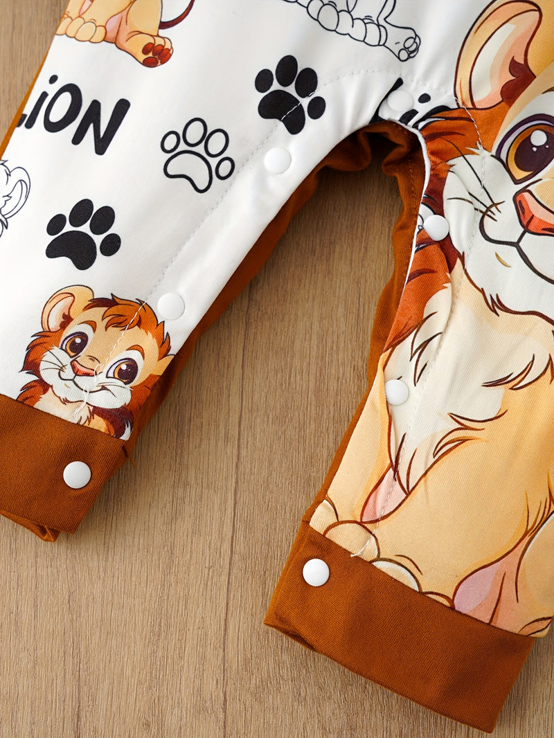 Set of 3 Cartoon Outfits Featuring a Lion, Meerkat, And Wild Boar for Babies.