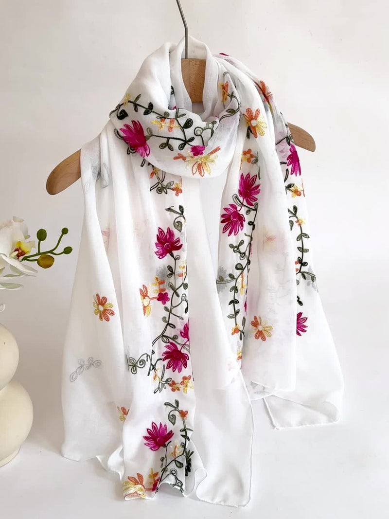 Women's Floral Embroidered Scarf Shawl.
